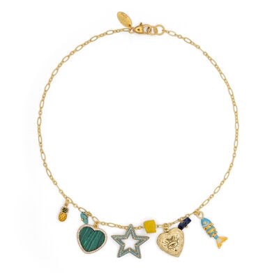 Green charm necklace by Katerina Psoma